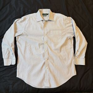 Polo Ralph Lauren Blue Striped‎ Non-Iron Button-Down Shirt Men's 16 32/33
